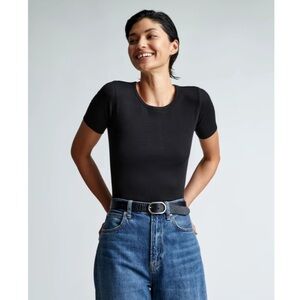 Everlane Women’s Pima Micro-Rib Short Sleeve Crew Tee Black Size Small